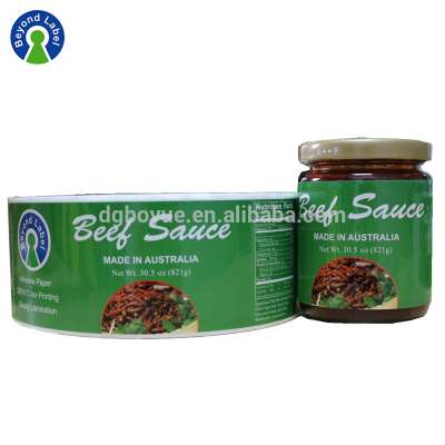 Custom Cheap Printing Packaging Waterproof Labels Adhesive Canned Food Jar Sticker