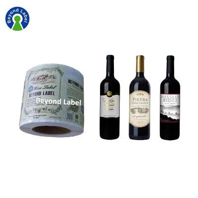 Private logo stickers customized, printing adhesive roll wine bottle labels