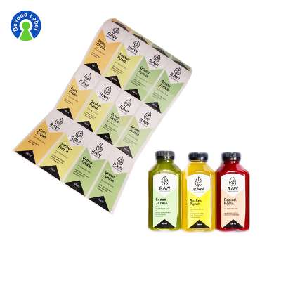 Custom Roll waterproof refrigerated permanent bottle seal sticker vinyl printing label stickers for juice water bottle