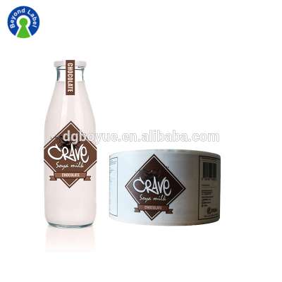 Custom Printed Adhesive Glossy Bottle Label Sticker Printing labels for milk