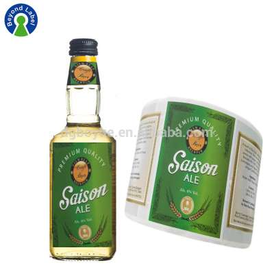 Customized Adhesive Waterproof Beer Bottle Private Labels Sticker Printing